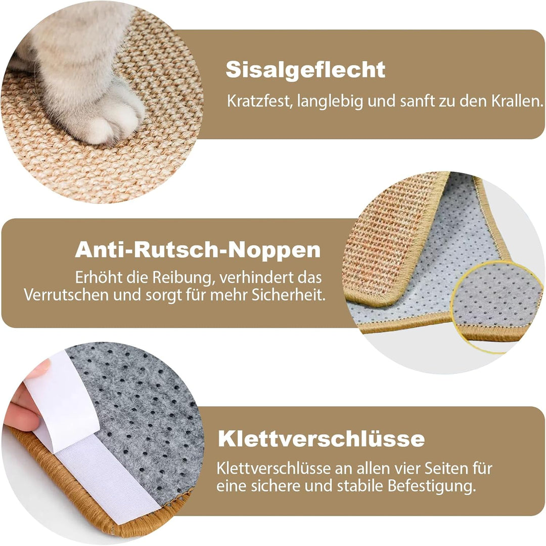 Kratzbaum Wand Massivholz - Katzenwandmöbel mit Sisal Kratzmatte, 40x30cm Kletterwand Katzen mit Kat