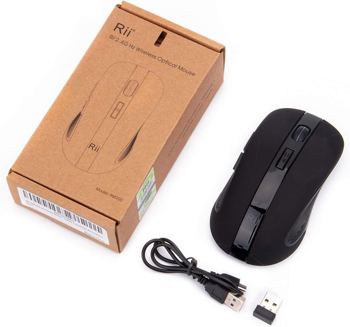 Rii Gaming RM200 Wireless - Drahtlose Gaming Maus, 1600 DPI, 5 Tasten, wiederaufladbar, mit bunten L