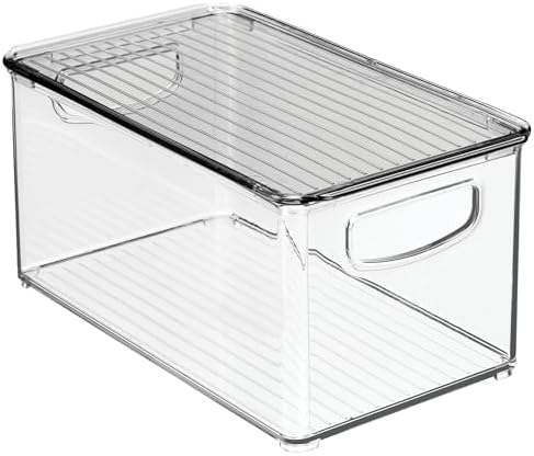 mDesign 4er-Set Aufbewahrungsbox mit Griffen – Kühlschrankbox mit Deckel zur Lebensmittelaufbewahrun