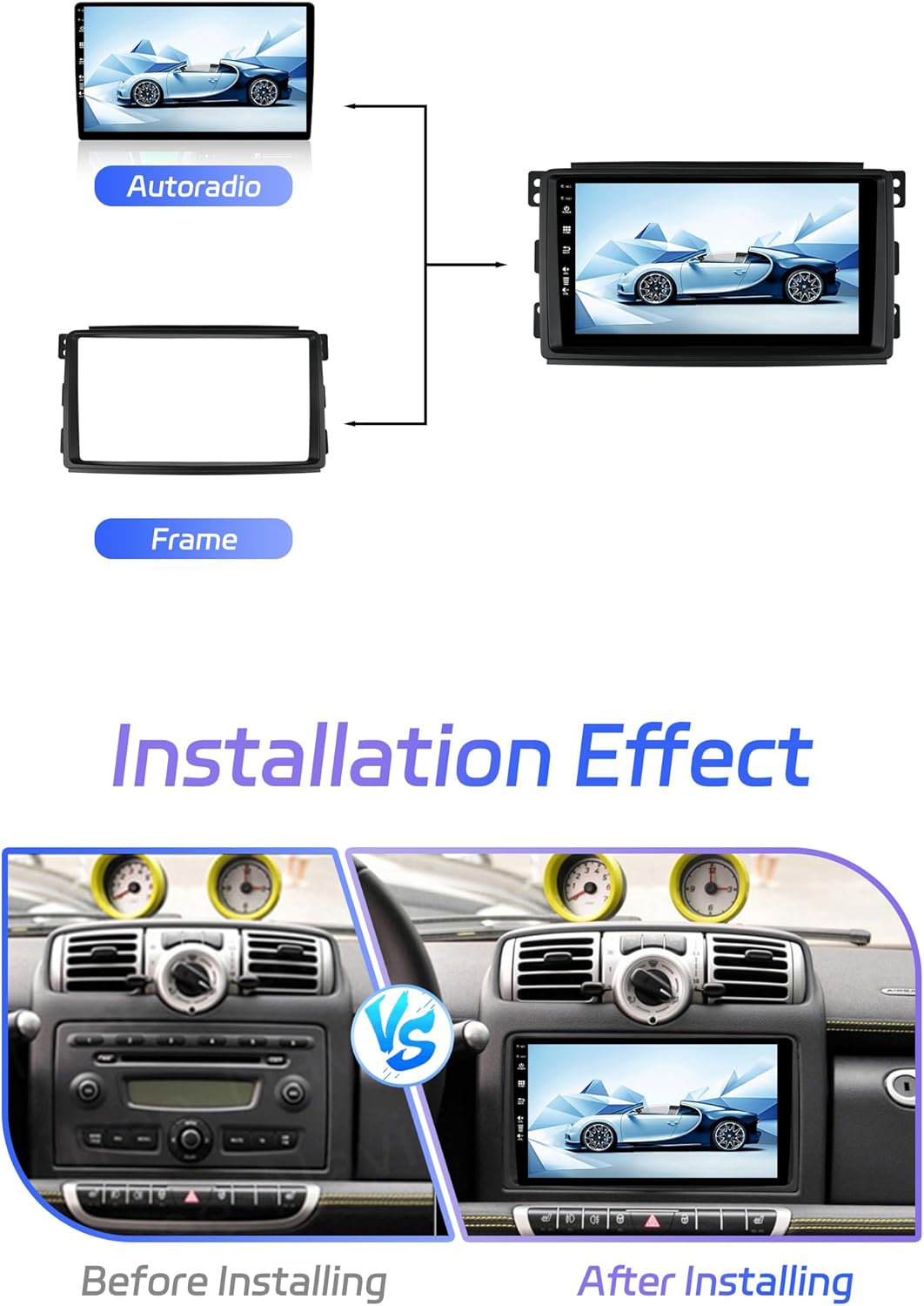JOYX Android 15 IPS Autoradio Passt für Benz Smart fortwo 451 (2005-2010) - 4G+64G - Eingebaut DSP/C