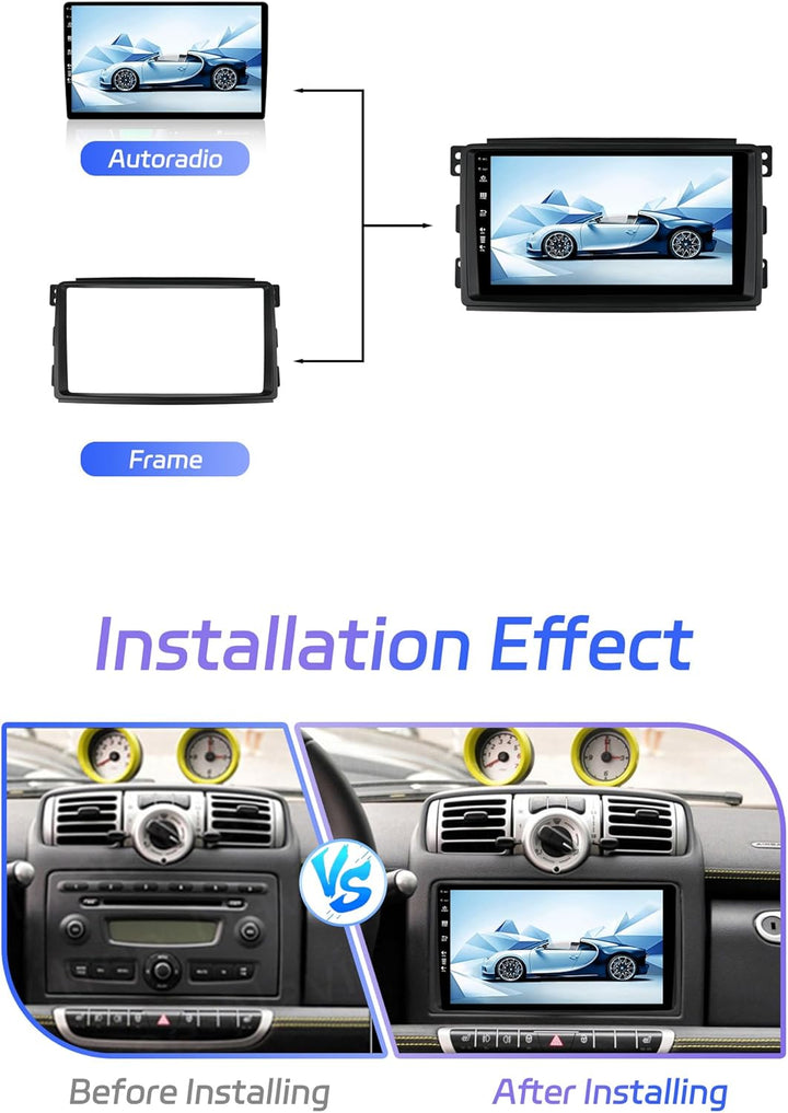 JOYX Android 15 IPS Autoradio Passt für Benz Smart fortwo 451 (2005-2010) - 4G+64G - Eingebaut DSP/C