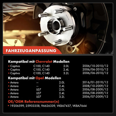 Frankberg 2x Radnabe Radlagersatz Vorderachse Kompatibel mit Captiva C100 C140 2.0L-3.2L SUV 2006-20