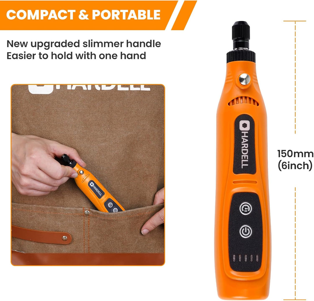 HARDELL Multifunctional Tool Battery 3.7 V, 5 Speed Rotation Tool, Use While Charging (Mini Orange),