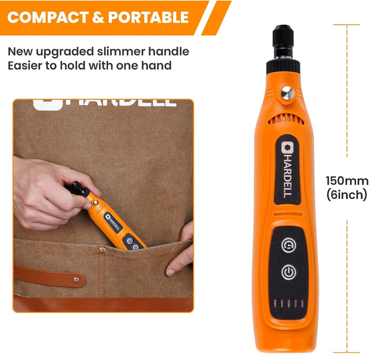 HARDELL Multifunctional Tool Battery 3.7 V, 5 Speed Rotation Tool, Use While Charging (Mini Orange),