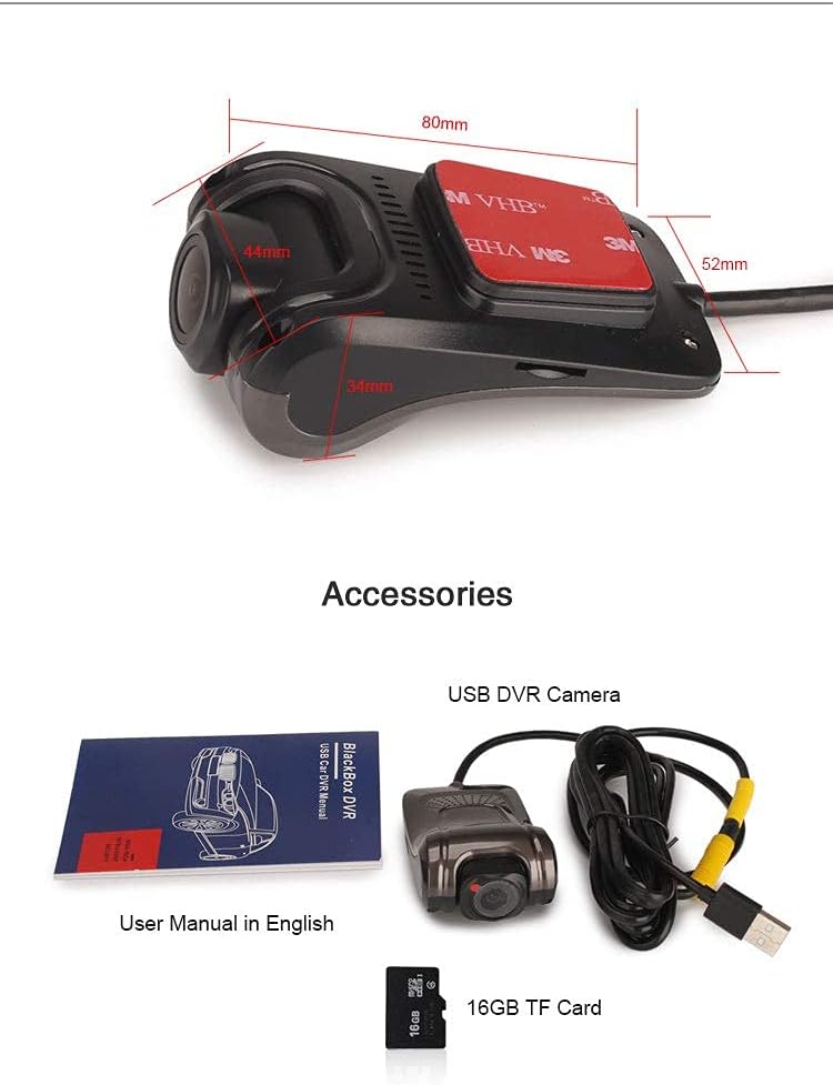 ERISIN HD 1080P 150° Weitwinkel Mini Auto Dashcamera Wasserdicht USB Dashcam Auto DVR Recorder Nacht
