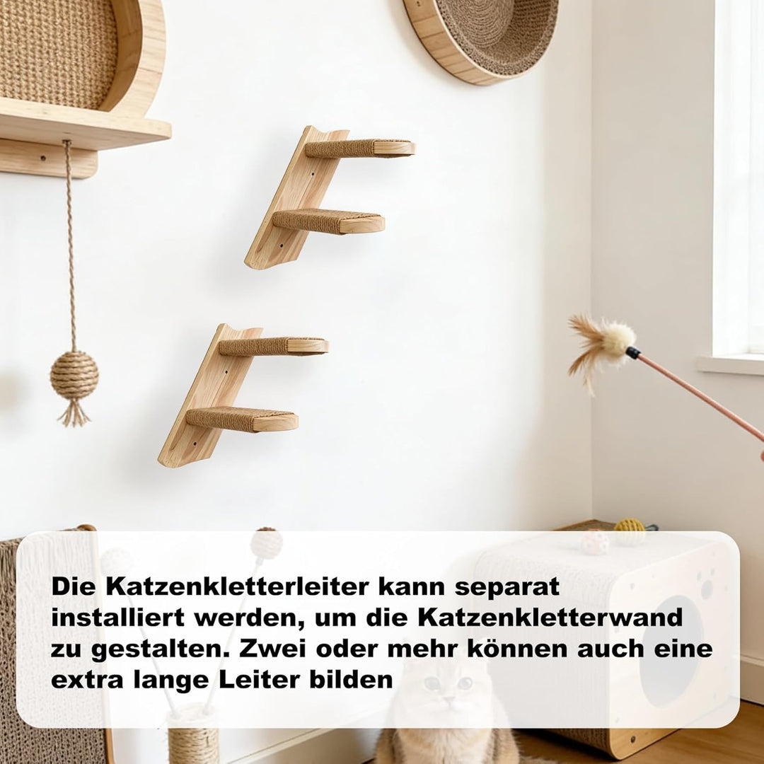 Katzentreppe Kletterwand für Katzen, Katzenleiter Katzenbretter für die Wand, Katzen wandelemente mi