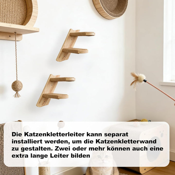 Katzentreppe Kletterwand für Katzen, Katzenleiter Katzenbretter für die Wand, Katzen wandelemente mi
