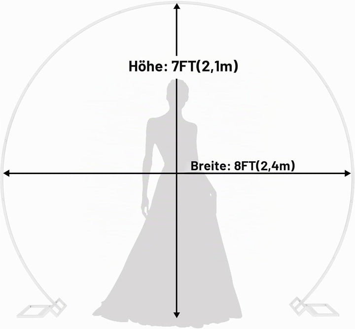 Wokceer Runder Hintergrundständer, 2,4 m, weisser Kreis, Ballonbogen-Rahmen für Hochzeit, Zeremonie,