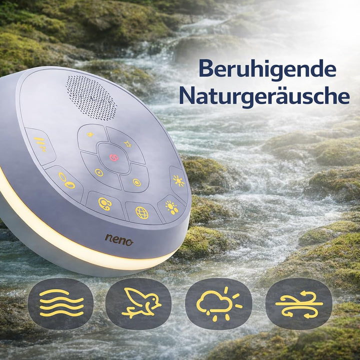 Neno Lumia White Noise Machine Baby - Weisses Rauschen mit Einschlafmusik - Einschlafhilfe Babys mit