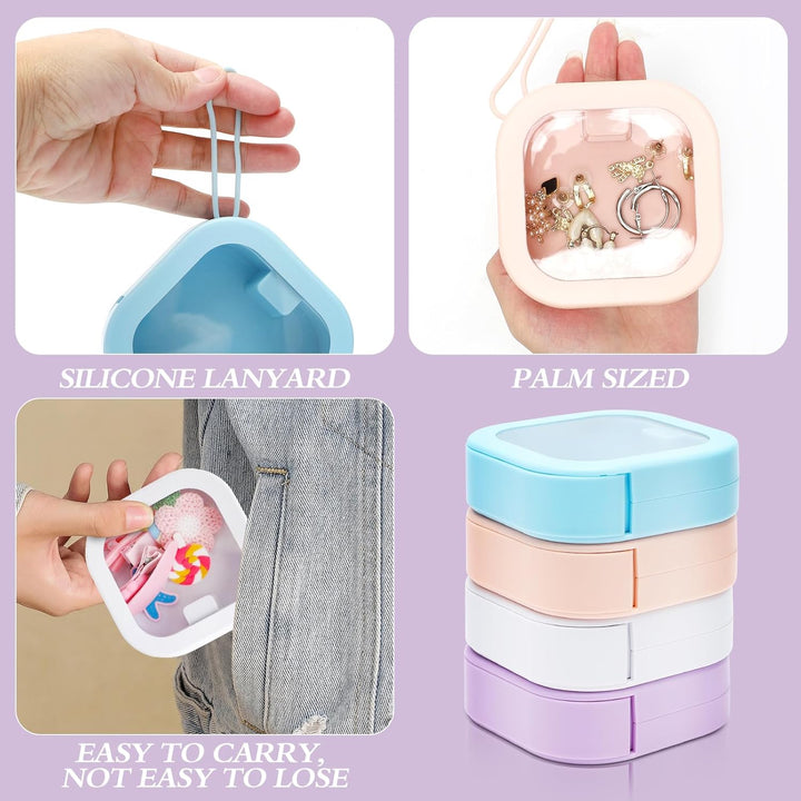 RANJIMA Haargummi Organizer Box,4 Stück Kleine Aufbewahrungsboxen,Tragbarer Hair Tie Organizer, Mini