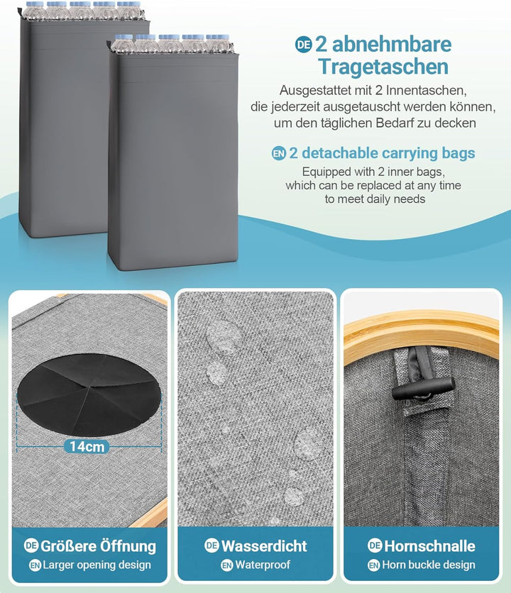 Yorbay 100L Pfandflaschen Sammelbehälter mit Deckel & 2 Tragetaschen, Pfandflaschen Aufbewahrung mit
