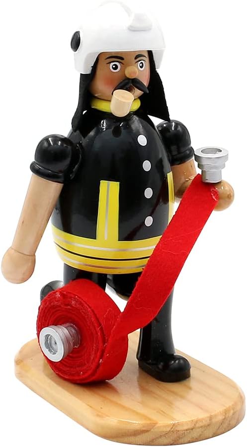 Dekohelden24 Räuchermann, ca. 20 cm, Feuerwehrmann mit Schlauch, Feuerwehrmann mit Schlauch