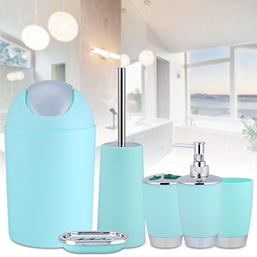 AYNEFY 6tlg Badezimmer Zubehör Set,Badset Accessoires Chrom mit Seifenspender Lotionsflaschen Zahnpu