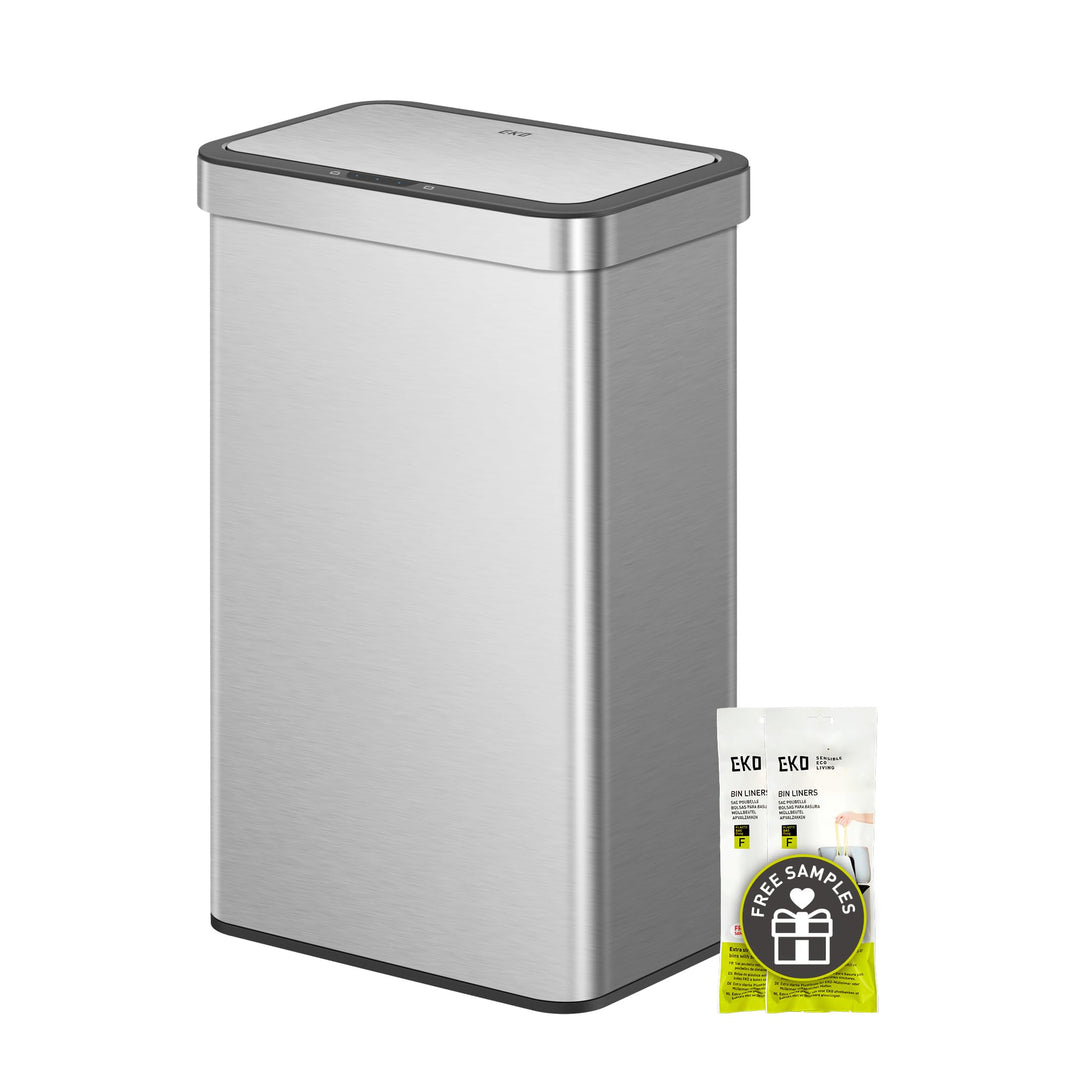EKO NOVA Mülleimer mit Sensor, Automatischer Mülleimer 2 Fächer 2 x 30L, Abfalleimer Küche, Edelstah