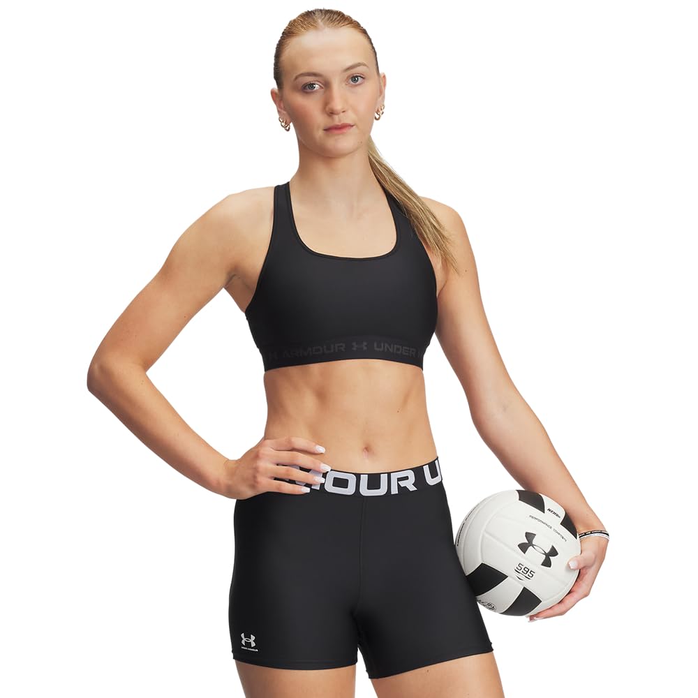 Under Armour Damen Crossback Mid Heather Sport-BH Schwarz XS, Schwarz XS