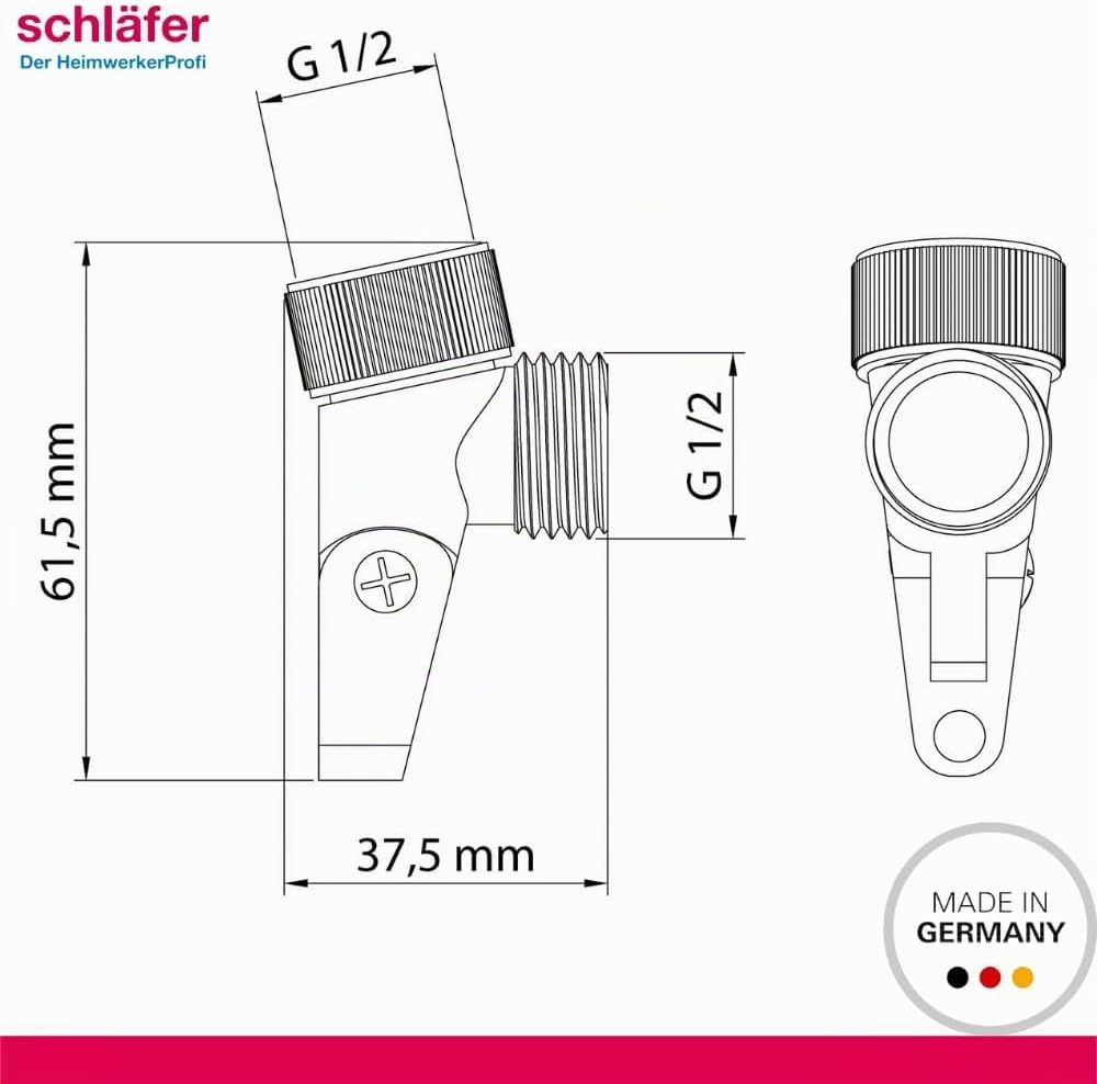 Schläfer 8122013 | Handbrausehalter 1/2" Metall, Halterung für schwenkbare Handbrausehalterung, Schw