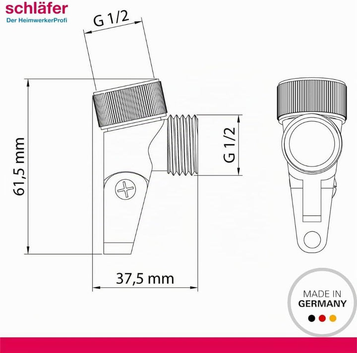 Schläfer 8122013 | Handbrausehalter 1/2" Metall, Halterung für schwenkbare Handbrausehalterung, Schw