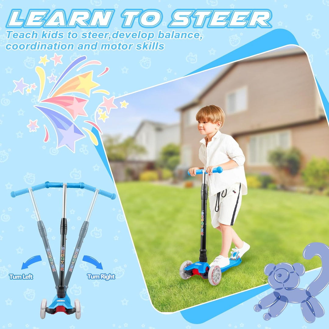 KORIMEFA Scooter Kinder Roller, Dreiradscooter mit PU LED Räder, Leuchtenden Räder, Faltbarer Höhenv