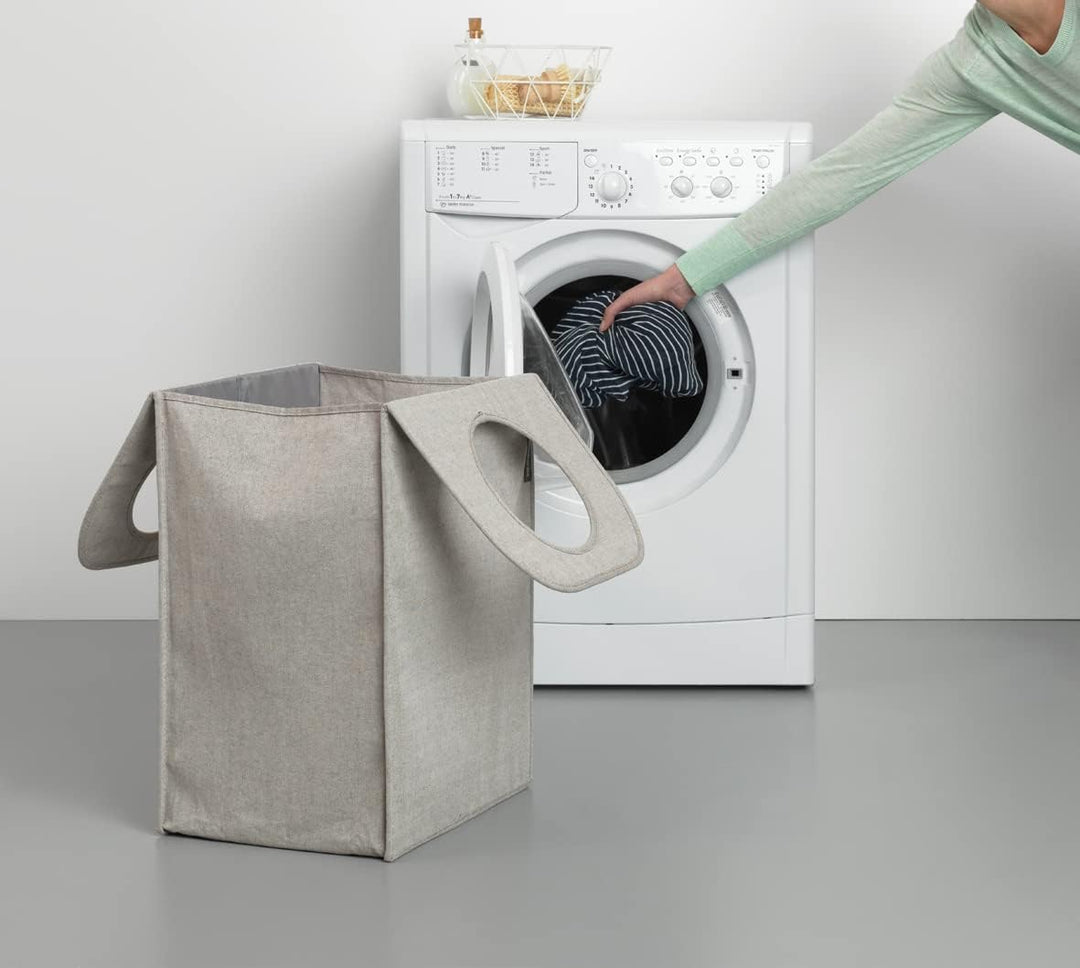 Brabantia - Wäschesack - Quick-Drop-Öffnung - Robuste Textilsack - Platzsparend - Der Deckel lässt s