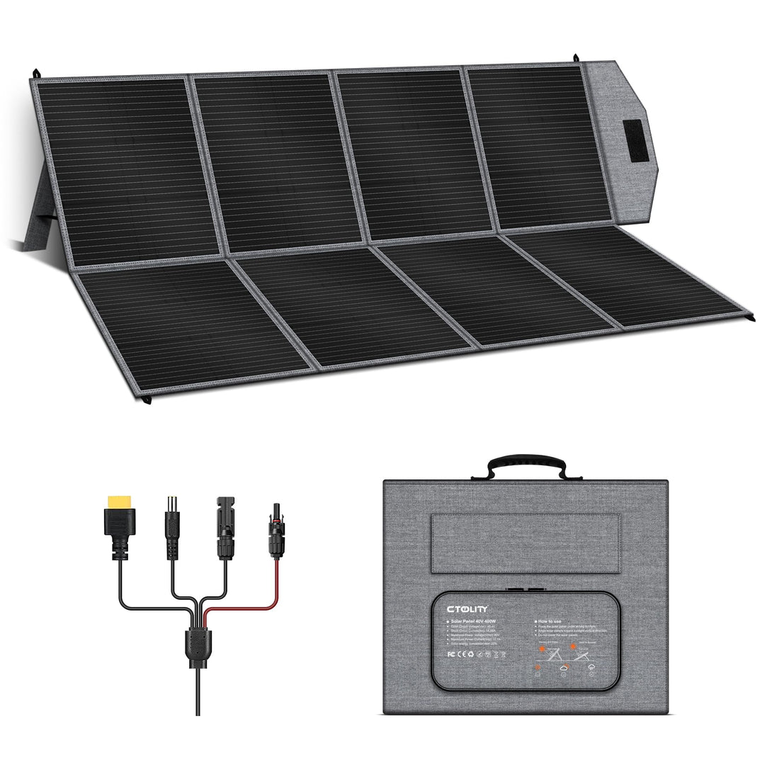 Solarpanel Faltbar 400W, Tragbares Solar Panel mit 40V Ausgang, 23% Hohe Wirkungsgrad Monokristallin