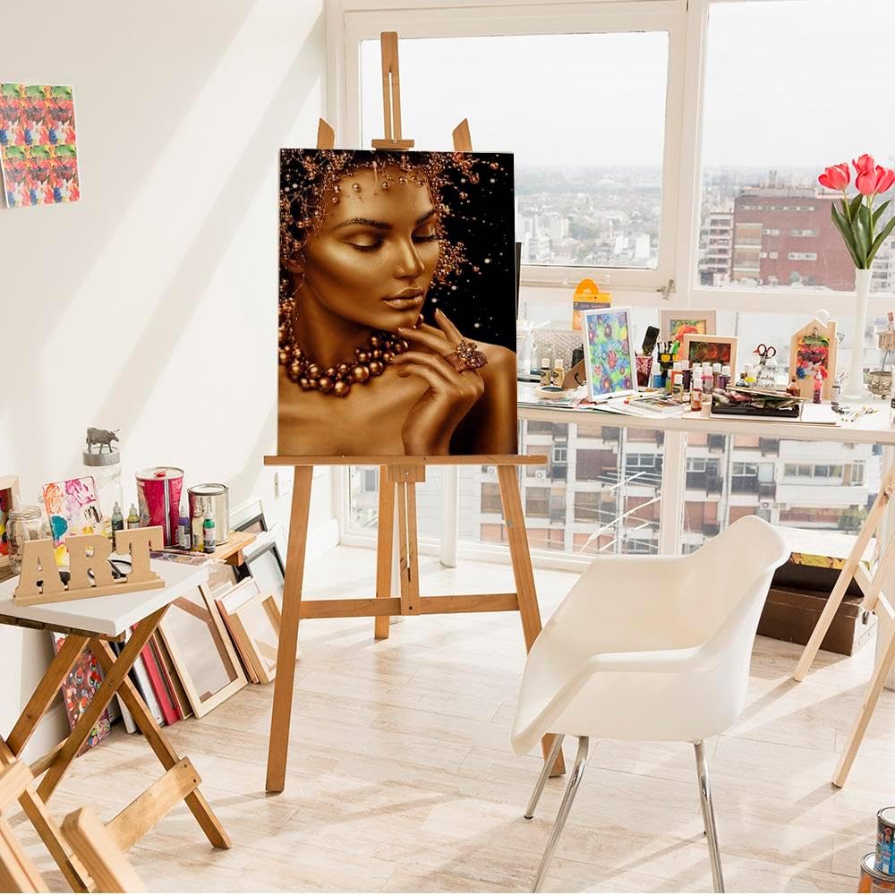 Artnapi Malen nach Zahlen Erwachsene mit Rahmen | DIY Handgemalt | Goldene Schönheit | Kit für Anfän