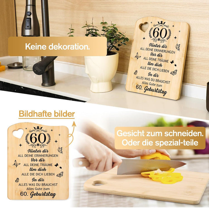 60 Geburtstag Frau, Schneidebrett Geschenke zum 60 Geburtstag für Frauen Mama Oma, Geburtstagsgesche