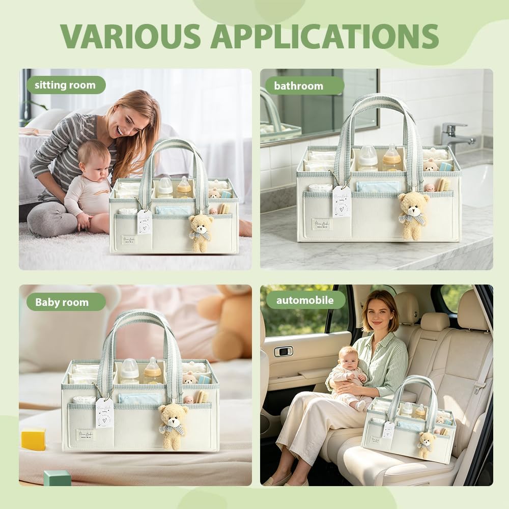 Baby Windel Filztasche, Wickeltisch Organizer Aufbewahrungskorb, Baby Windel Caddy aus Filz mit Hera