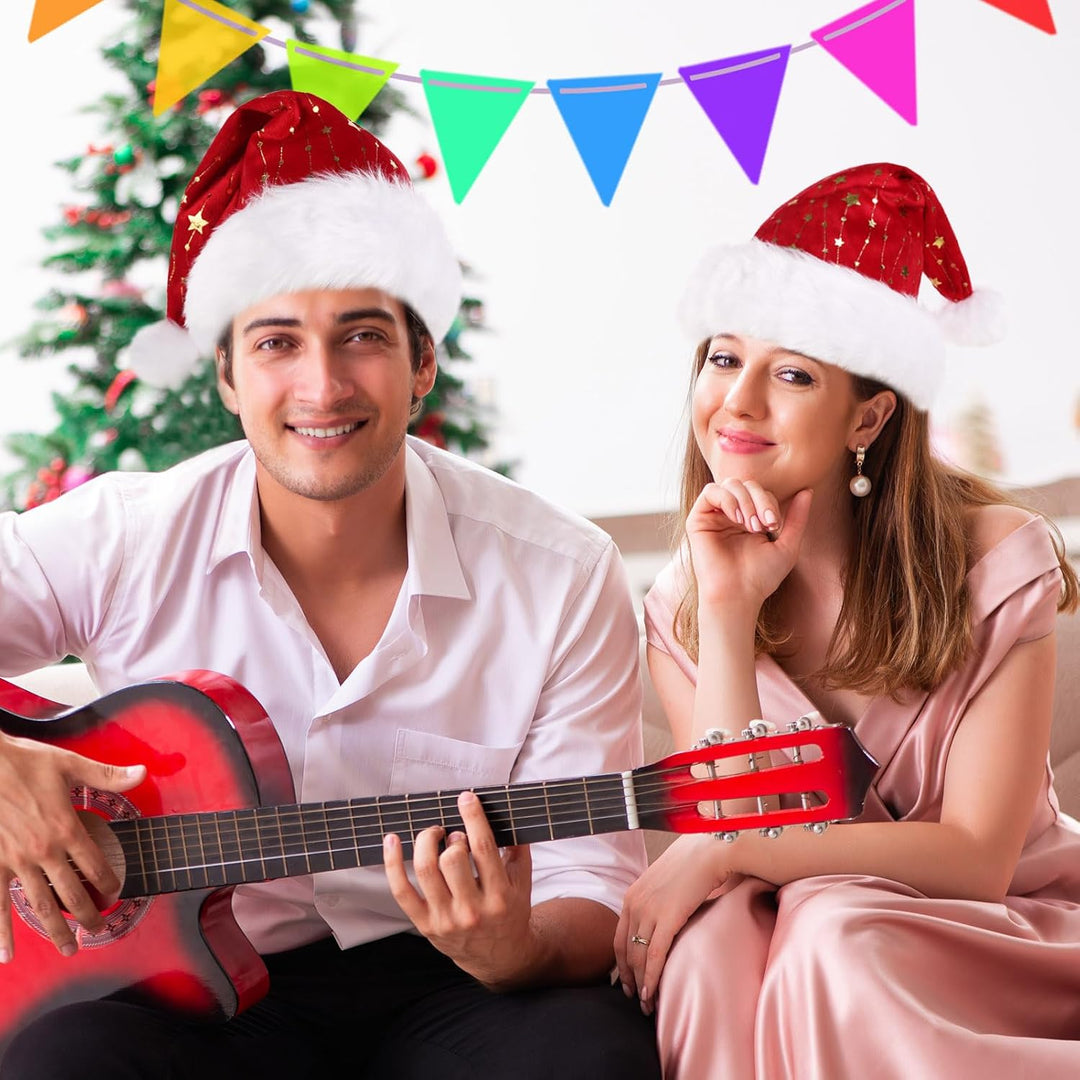 CITÉTOILE 2 Stück Plüsch Weihnachtsmützen für Erwachsene, Nikolausmütze für Männer und Frauen mit go