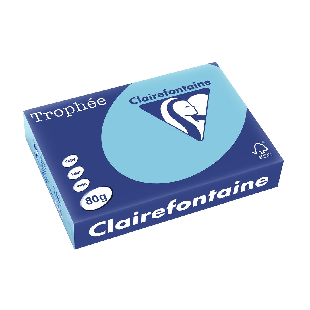 Clairefontaine 1774C - Karton mit 5 Ries Druckerpapier / Kopierpapier Trophee, intensive Farben, DIN