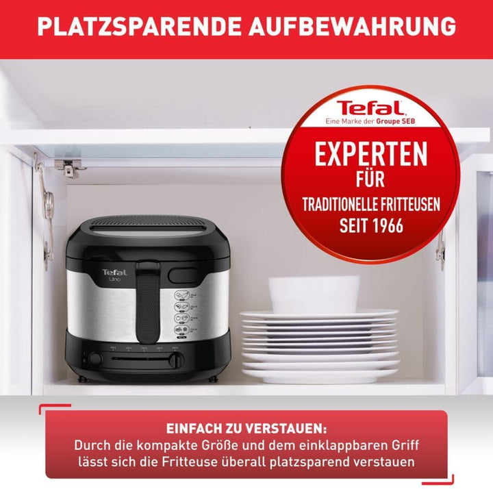 Tefal Uno M Fritteuse FF215D | 1600 Watt | Kapazität: 1 kg | Einstellbares Thermostat | Sichtfenster