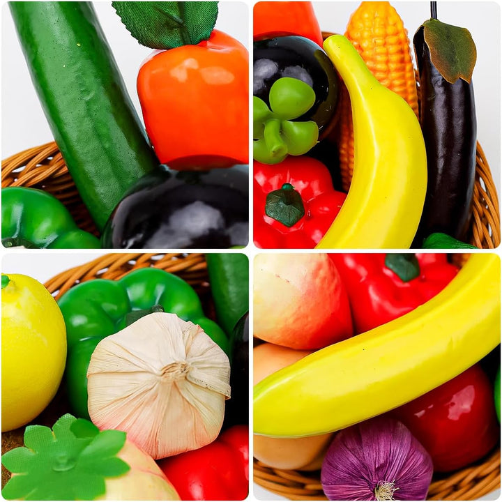 Meiwlong 16 PCS Gefälscht Realistisch Kunststoff Gemüse Künstliche Lebensecht Früchte Modell Dekorat