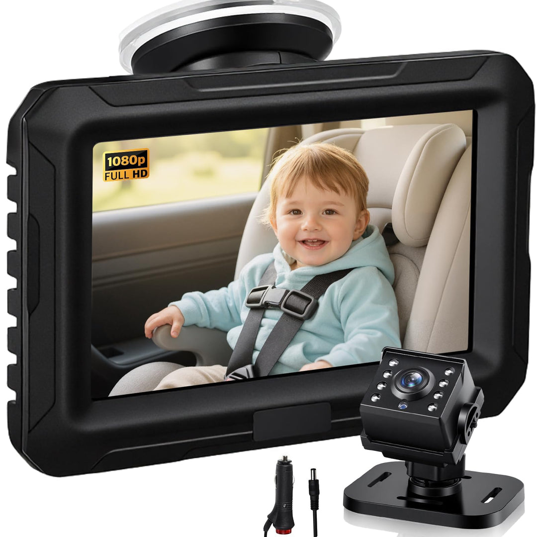 Zacro Baby Auto Spiegel HD 1080P mit Kamera, Auto Rücksitzspiegel , Babyspiegel Rückansicht Monitor,