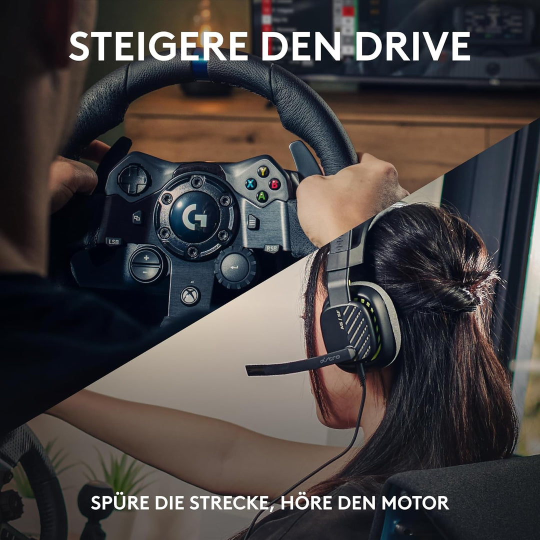 Logitech G G923 TRUEFORCE Gaming Rennlenkrad mit Pedalen + A10 Gaming-Headset Gen 2 Kabelgebundenes