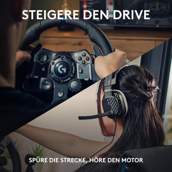 Logitech G G923 TRUEFORCE Gaming Rennlenkrad mit Pedalen + A10 Gaming-Headset Gen 2 Kabelgebundenes