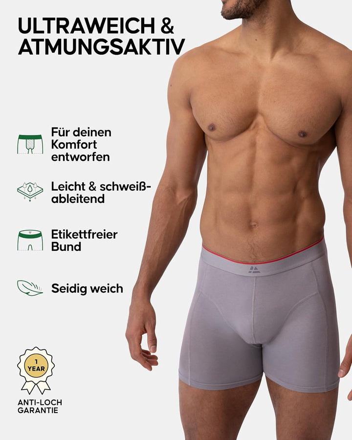 DANISH ENDURANCE 6er Pack Bambus Boxershorts Herren, Superweich & Elastischer Bund, Ohne Zettel, Atm