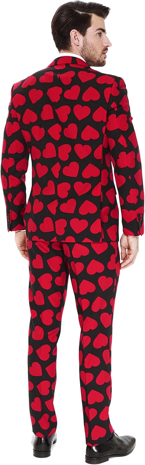 OppoSuits Modisch Party Einfarbige Anzüge für Herren - Mit Jackett, Hose und Krawatte, King Of Heart