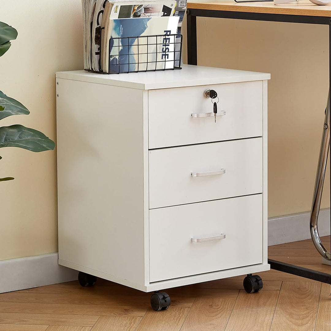 ZBAOLTO Rollcontainer Abschliessbar，Rollcontainer mit Schubladen，Aktenschrank, Büro-Aktenschränke mi