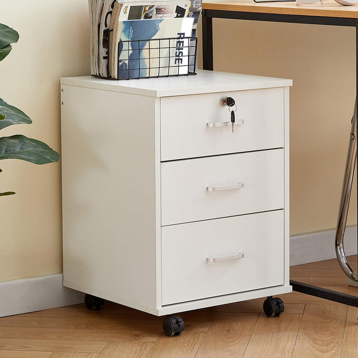 ZBAOLTO Rollcontainer Abschliessbar，Rollcontainer mit Schubladen，Aktenschrank, Büro-Aktenschränke mi
