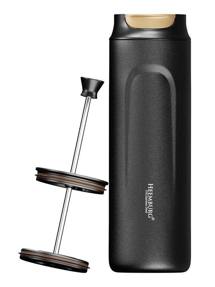 Mini French Coffee Press To-Go aus Edelstahl | unterwegs Thermo Klein Kaffeebereiter doppelwandig is