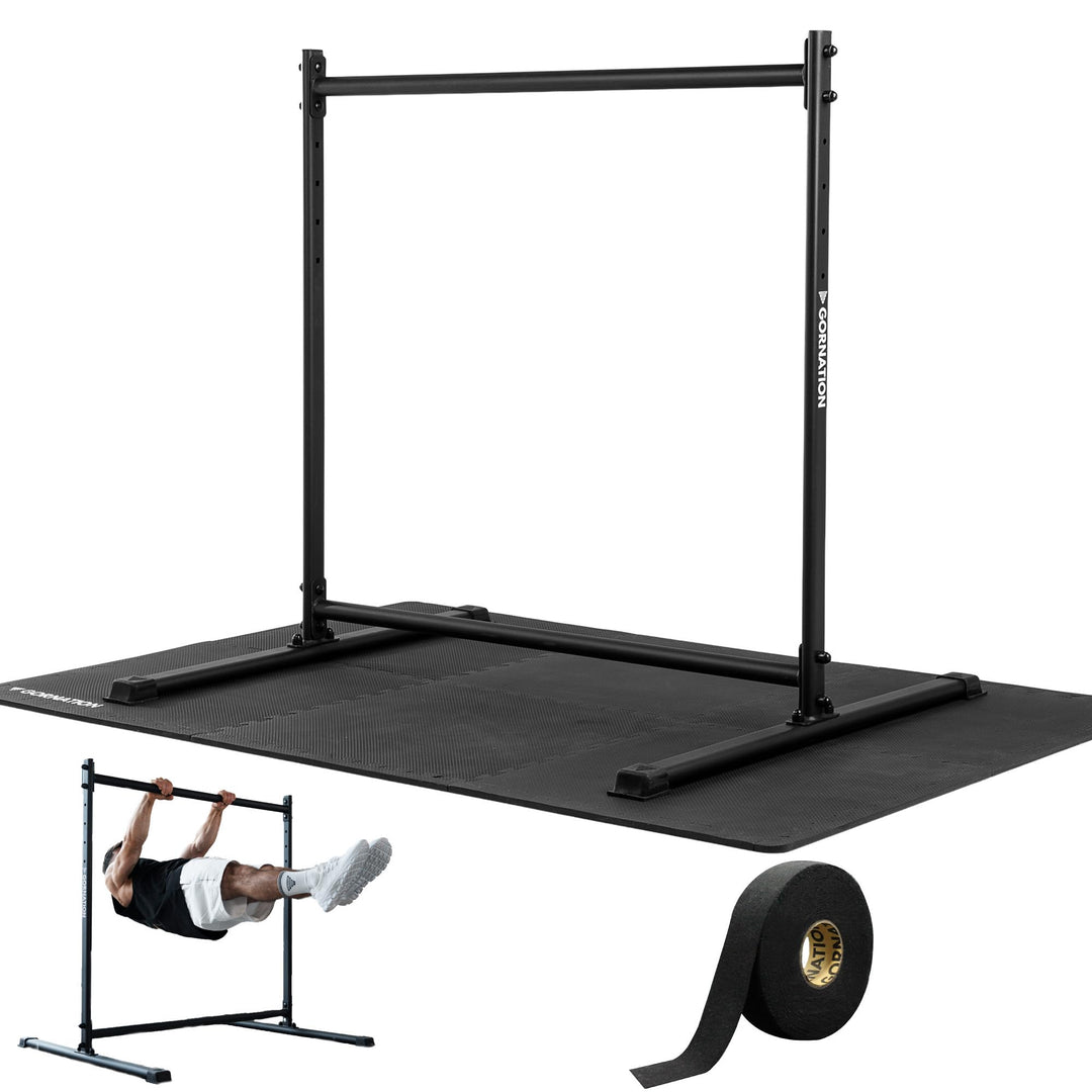GORNATION Static Bar, Front Lever Bar mit rutschfesten Füssen, pulverbeschichtetem Griff, verstellba