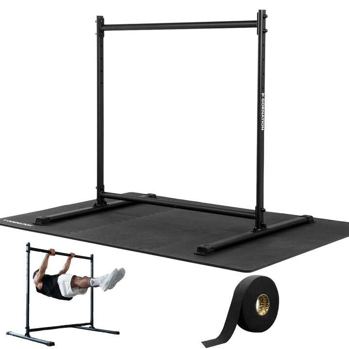 GORNATION Static Bar, Front Lever Bar mit rutschfesten Füssen, pulverbeschichtetem Griff, verstellba
