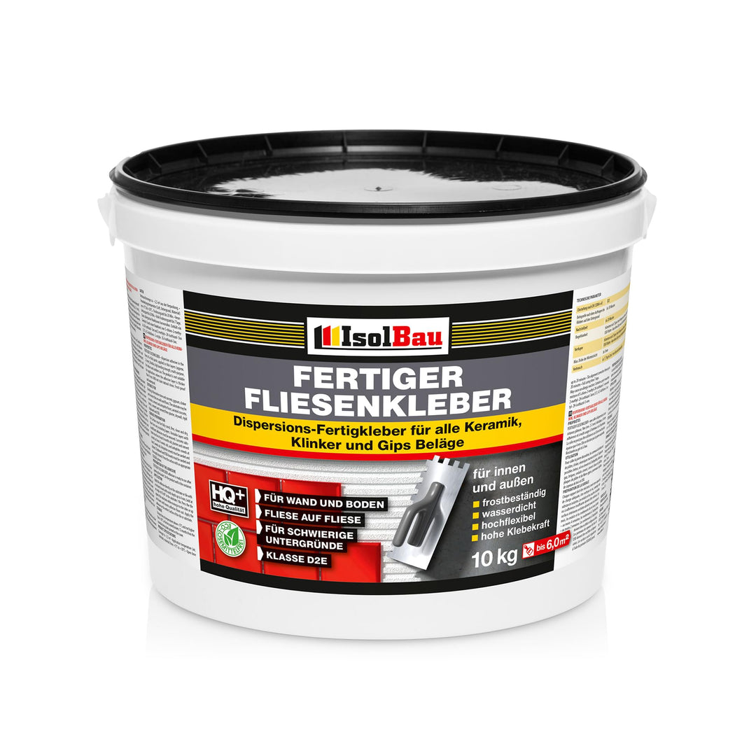 Isolbau Fertig-Fliesenkleber - 10 kg Eimer Dispersionskleber für Fliesen auf Wand & Boden im Innen-