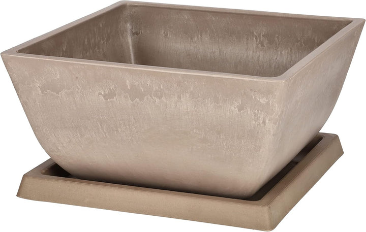 KOTARBAU® Blumentopf Pflanzgefäss aus recycelten Materialien 26x26x12,7cm mit Untersetzer 23x23x2cm
