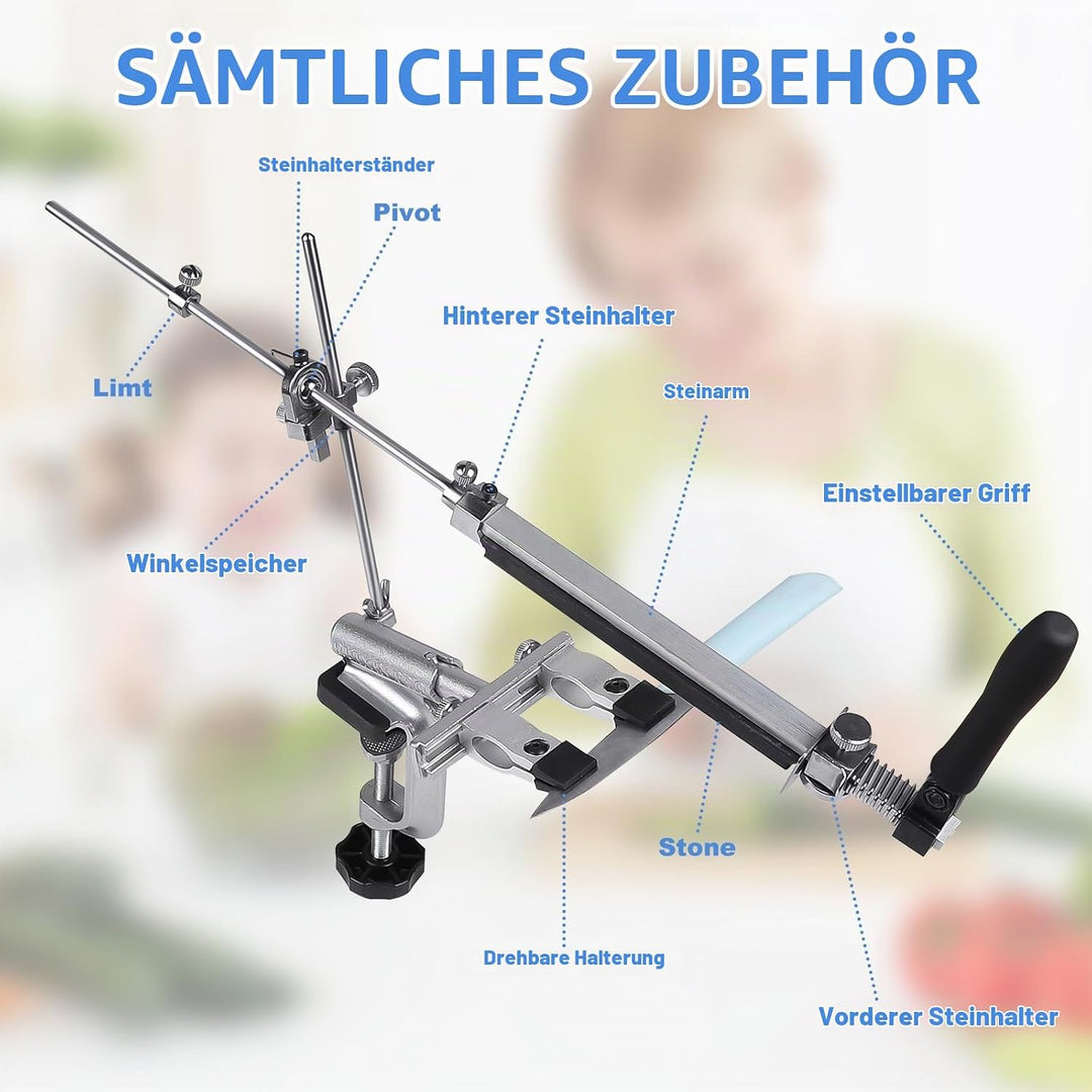 14Pcs Messerschärfer Profi Knife Sharpener mit Aufbewahrungsbox Messerschleifer 360° Flip Drehung Me