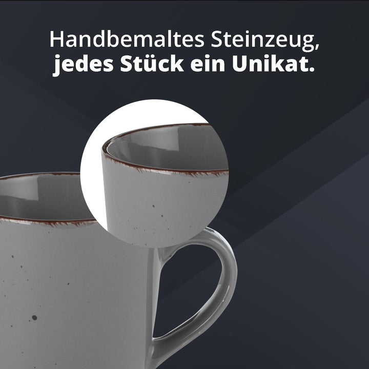 Peill+Putzler Germany | Kombiservice 16-teilig | Geschirrset aus Feinsteinzeug handbemalt jedes Teil