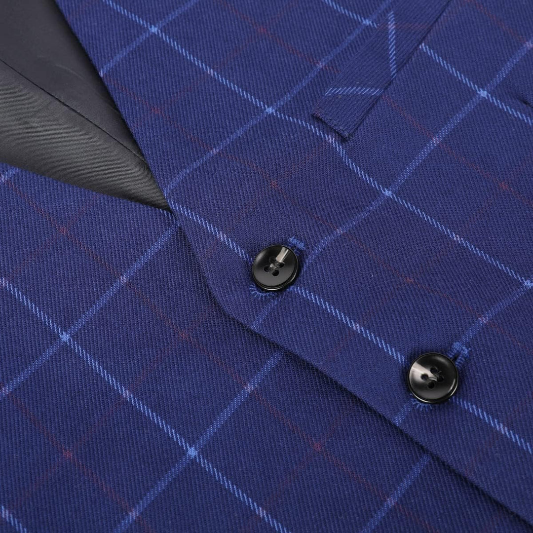 Allthemen Herre Anzug Kariert Herrenanzug Slim Fit 3 Teilig Anzüge für Business Hochzeit L #6238 Dun