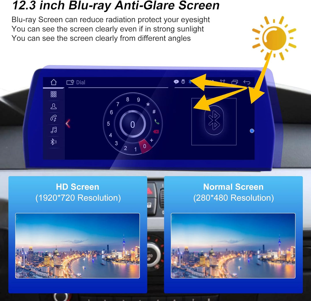 AneQu 12.3" Auto Stereo Android 12 für BMW 5er E60 2005-2008 CCC System Octa-Core 32GB ROM Auto Mult