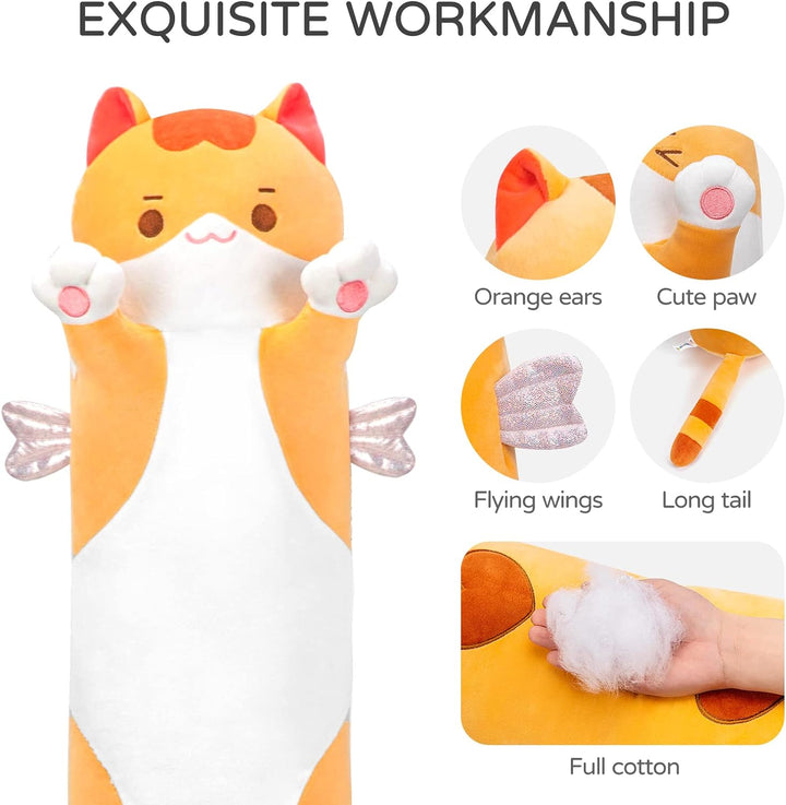 Mewaii 50CM Largo Gato de Peluche Almohada Suave de Gato de Animales Muñecas de Peluche Gato Almohad