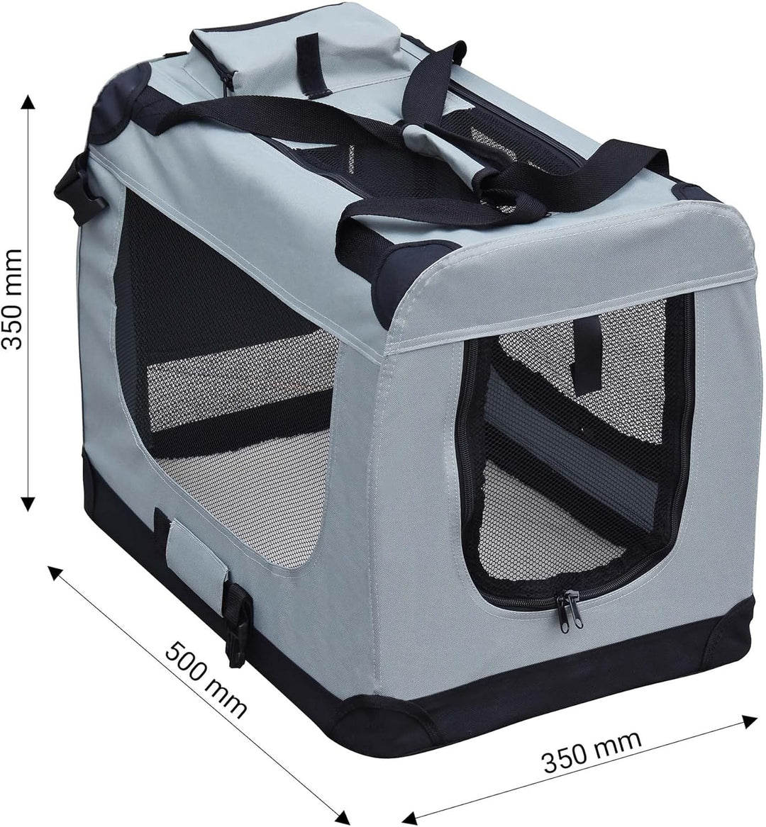 Fudajo Faltbare Transportbox für Haustiere, Grösse S (50x34x36 cm), mit Tragegriff und Liegedecke