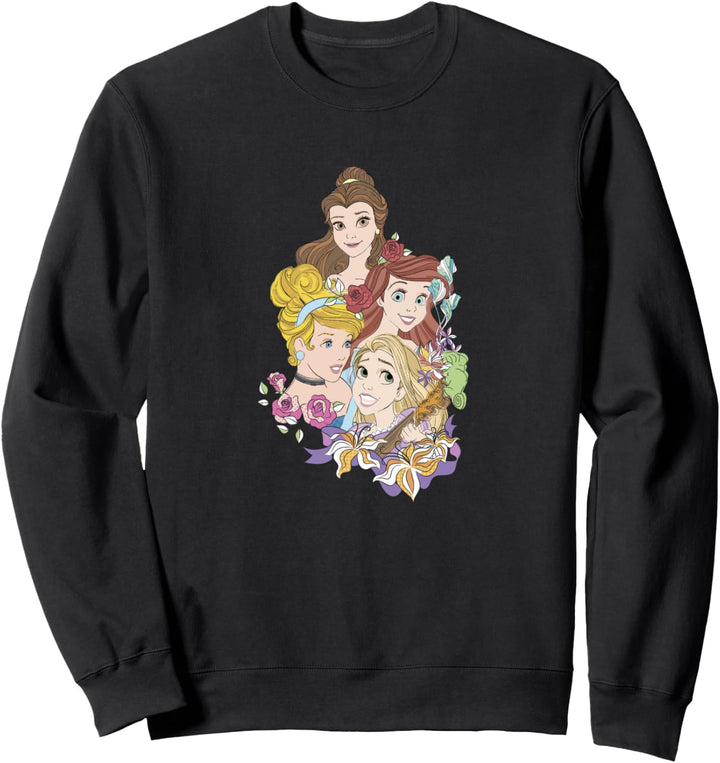 Disney Princess Floral Belle Cinderella Ariel Rapunzel Sweatshirt